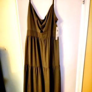 Olive green, maxi dress